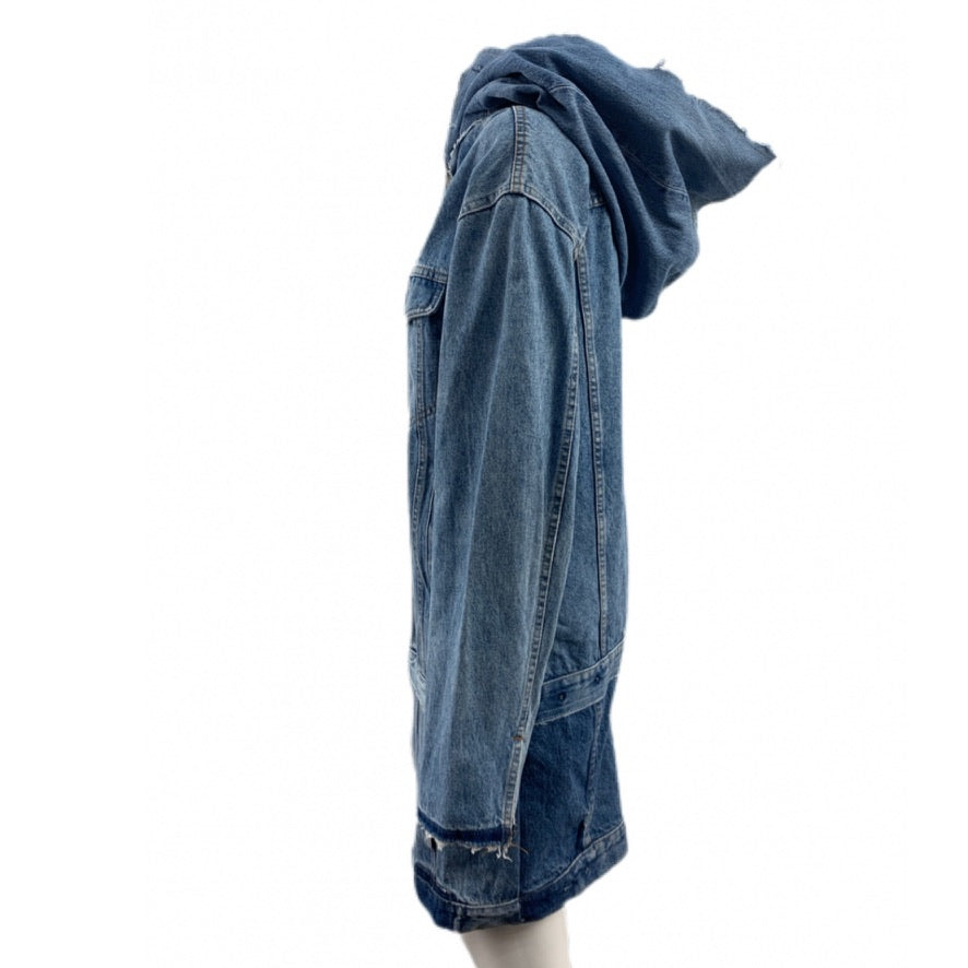 Parka jeans con cappuccio - blu -  TG. XL