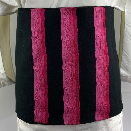 OBI Gürtel Original japanischer Vintage schwarz rosa Linien x Kimono 111