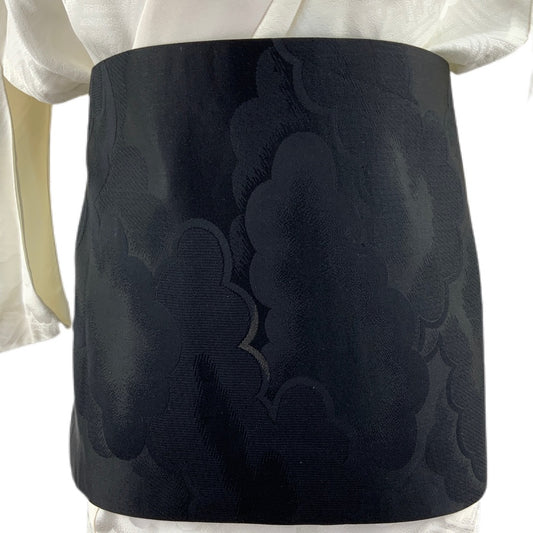 OBI Original japanischer schwarzer Gürtel mit Prägemotiven für Kimono 109
