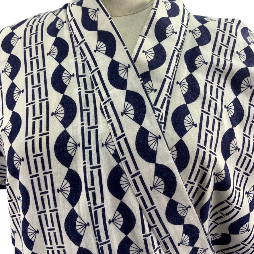 Kimono Originale Giapponese Bianco stoffa stampa motivo Japan 39