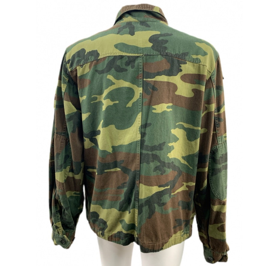 Camicia Militare Camouflage con inserti tasche pelle e lana TG. L