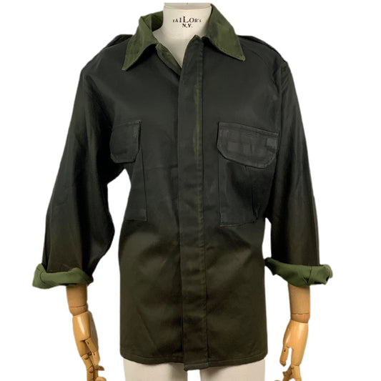 Camicia Militare Spagnola effetto colorazione manopelle brown su verde tg. M