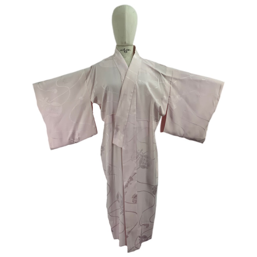 Kimono Originale Giapponese Rosa stoffa stampa motivo Japan 74