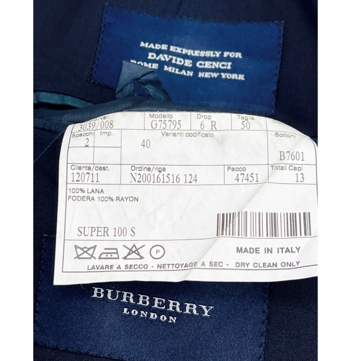 Burberry-Jacke aus frischer extrafeiner Wolle tg. 50 DUNKELBLAU
