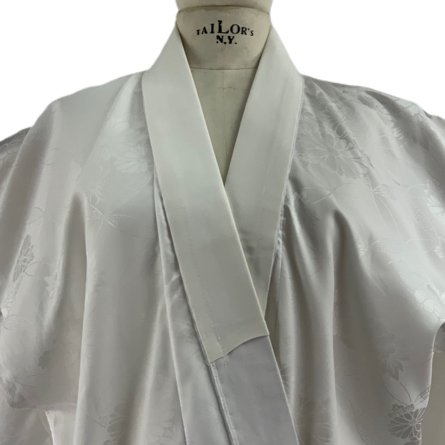 Kimono Originale Giapponese Bianco stoffa stampa motivo Japan Floreale n. 5-40