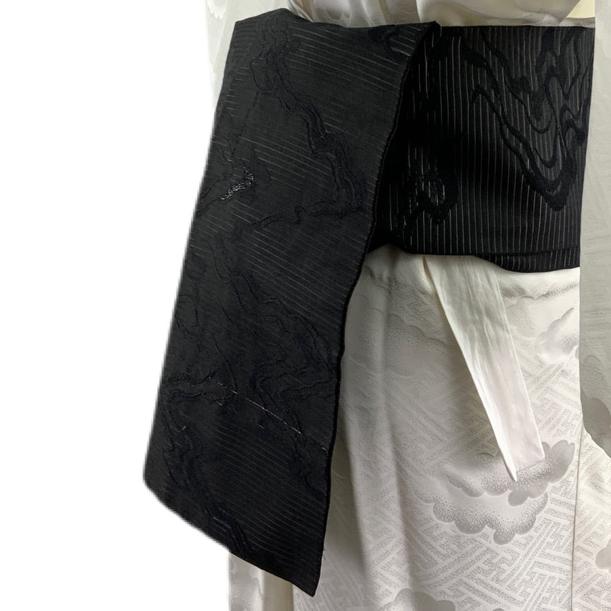 OBI Original japanischer Vintage-Gürtel für schwarzen Kimono 118