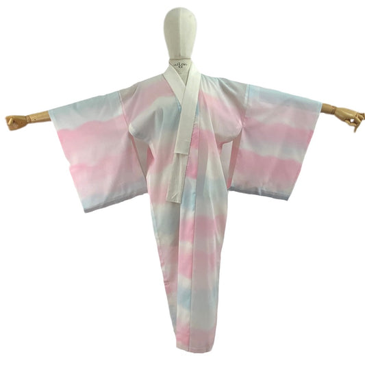 Kimono Originale Giapponese Multicolor rosa celeste bianco 58