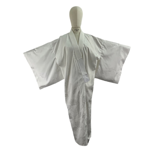 Original japanischer Kimono Weißer Stoff Japan Floral Motivdruck n. 5-40