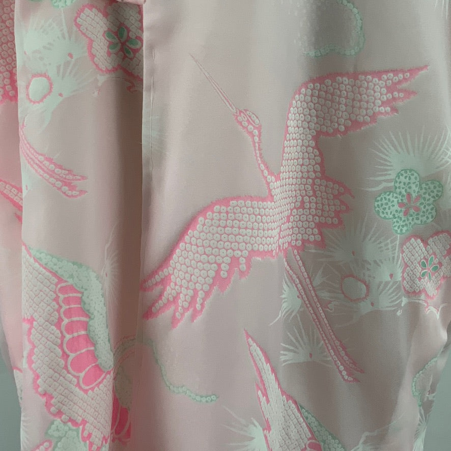 Original japanischer Kimono-Pink-Stoff mit japanischem Blumenmotivdruck 75