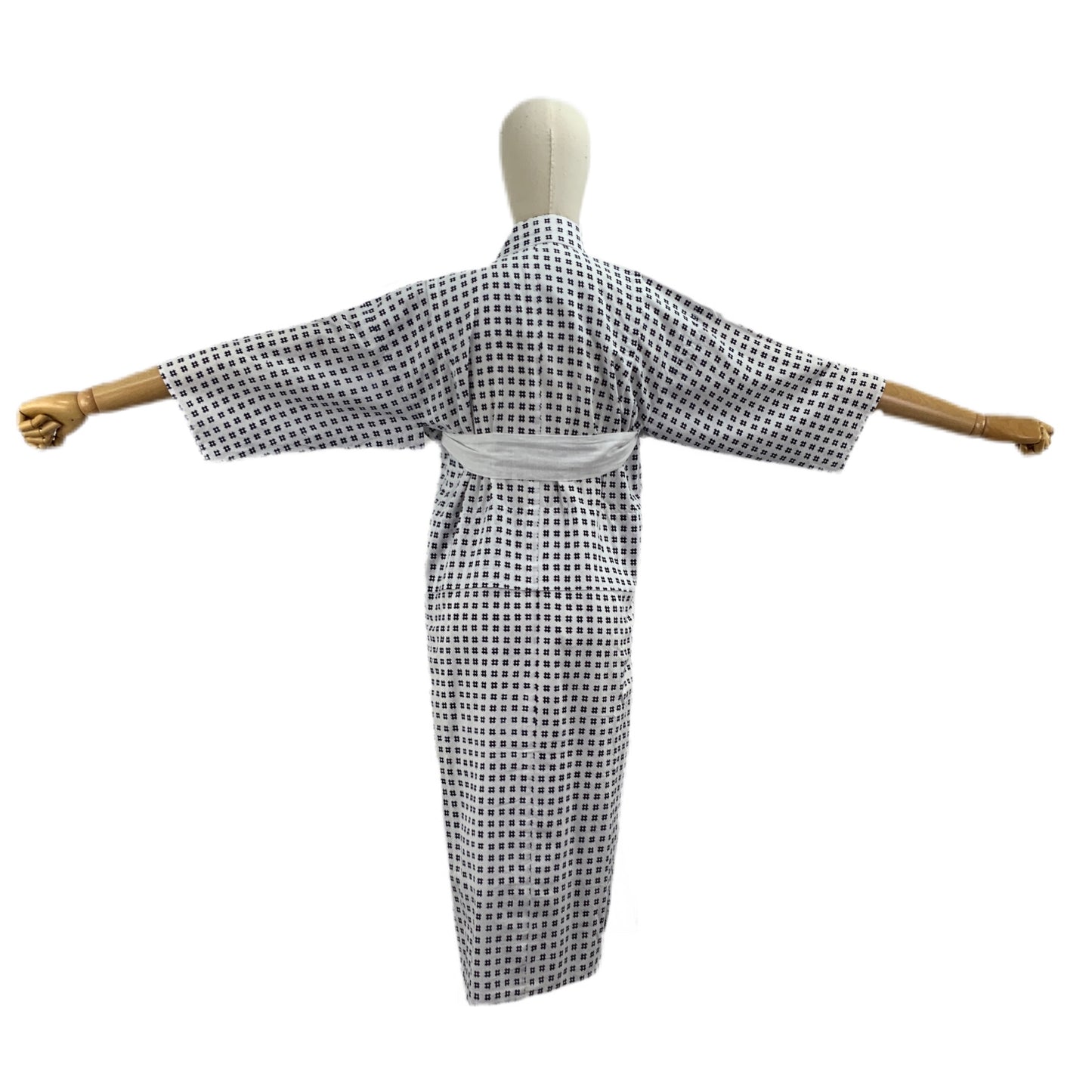 Kimono Originale Giapponese Bianco motivi geometrici blu 36