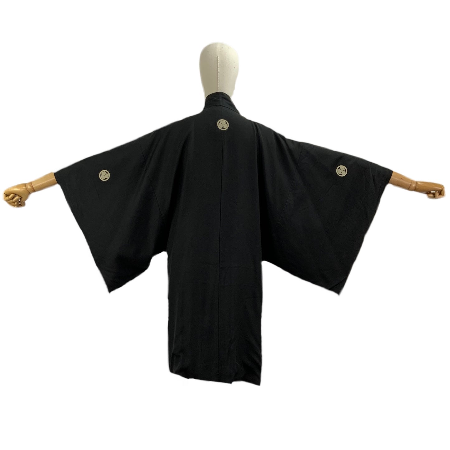 Kimono Originale Giapponese Nero Timbri Famiglia in Seta 64