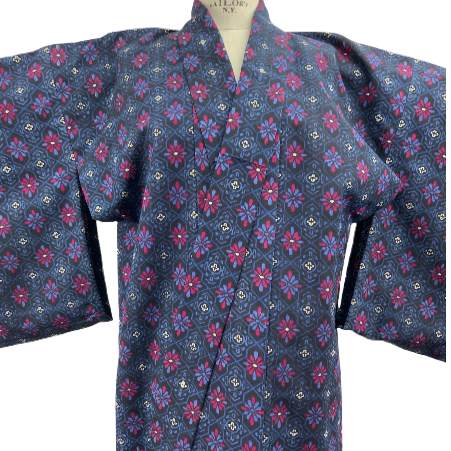 Original japanischer Kimono Blau mehrfarbig 49