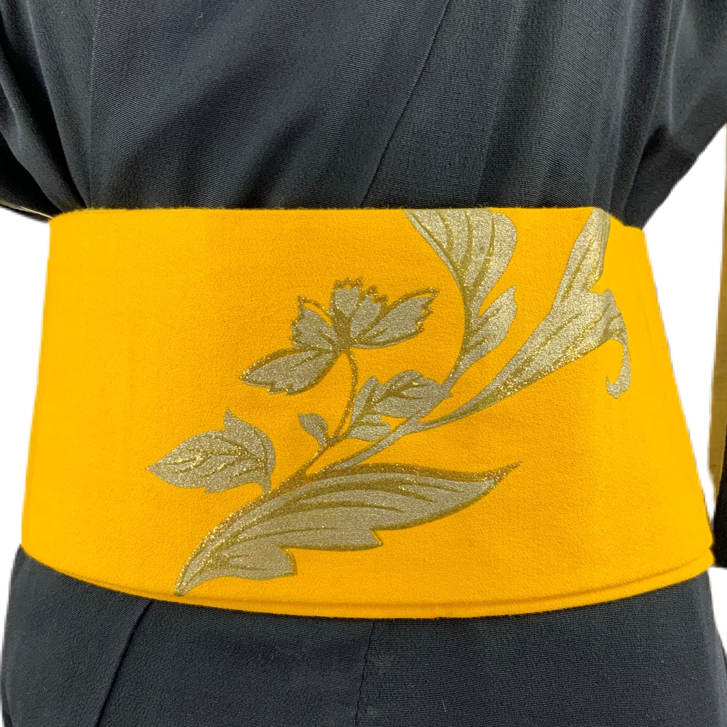 OBI cintura Originale Giapponese vintage giallo con motivo floreale x kimono 83