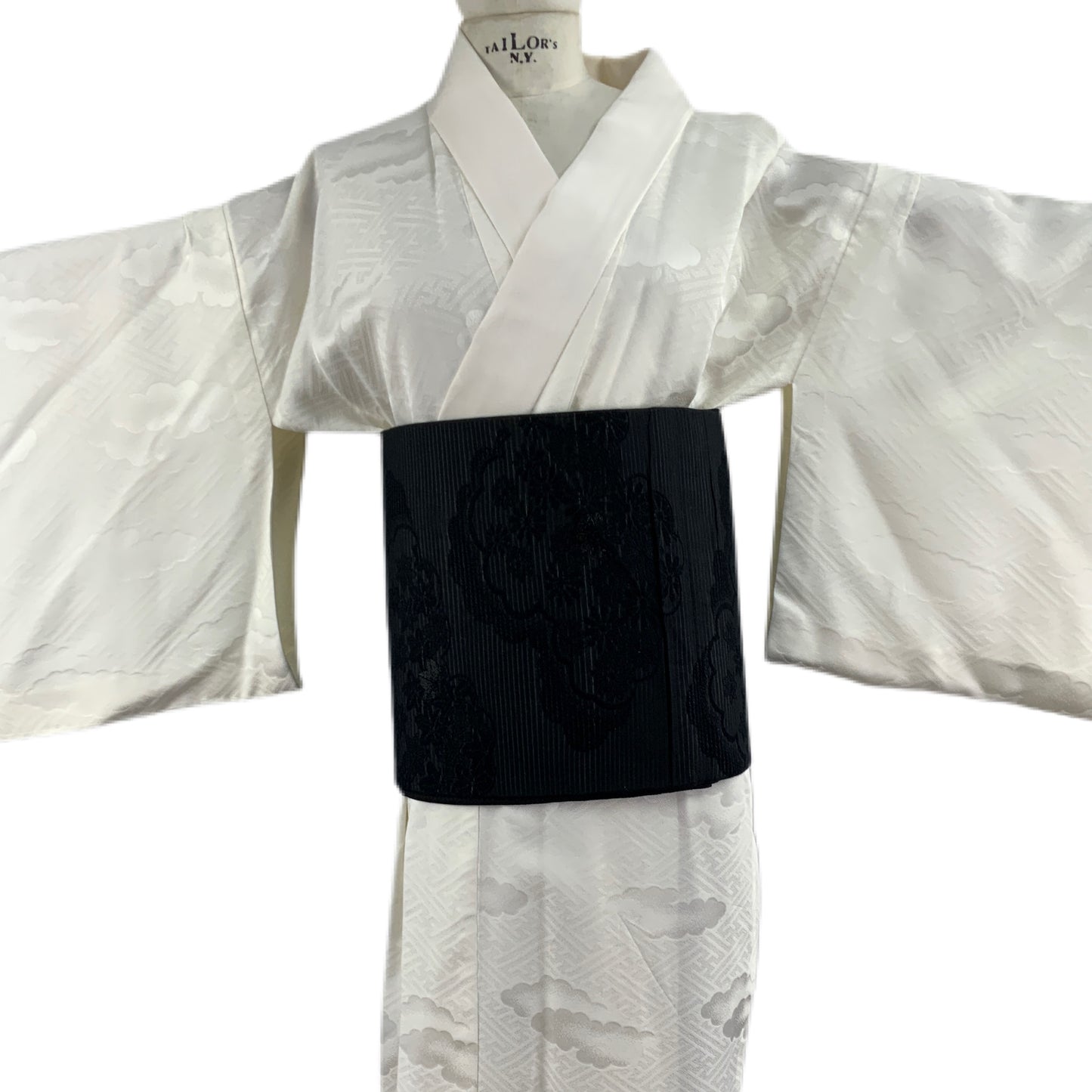 OBI Original Schwarzer japanischer Gürtel für Kimono mit 108-Motiv